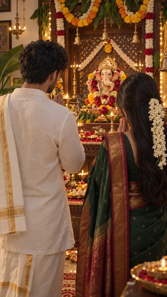 Ganpati Puja AI Photo Prompt for Couple (Gemini)