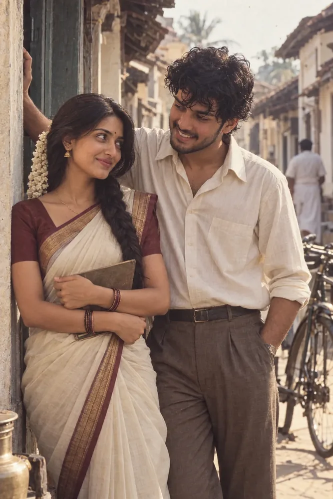 1950s South Indian Couple Cinematic AI Photo Prompt (Identity Lock)