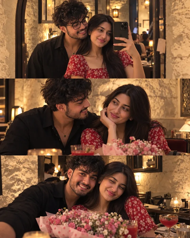 Mirror Selfie Couple Cinematic Triptych AI Photo Prompt (ChatGPT)