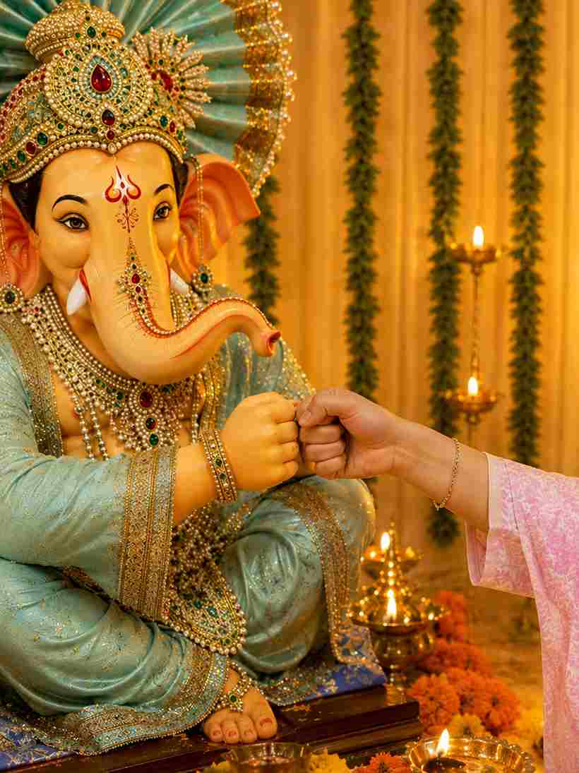 Ganesh Ji & Laddu Gopal Fist Bump Photo Prompt