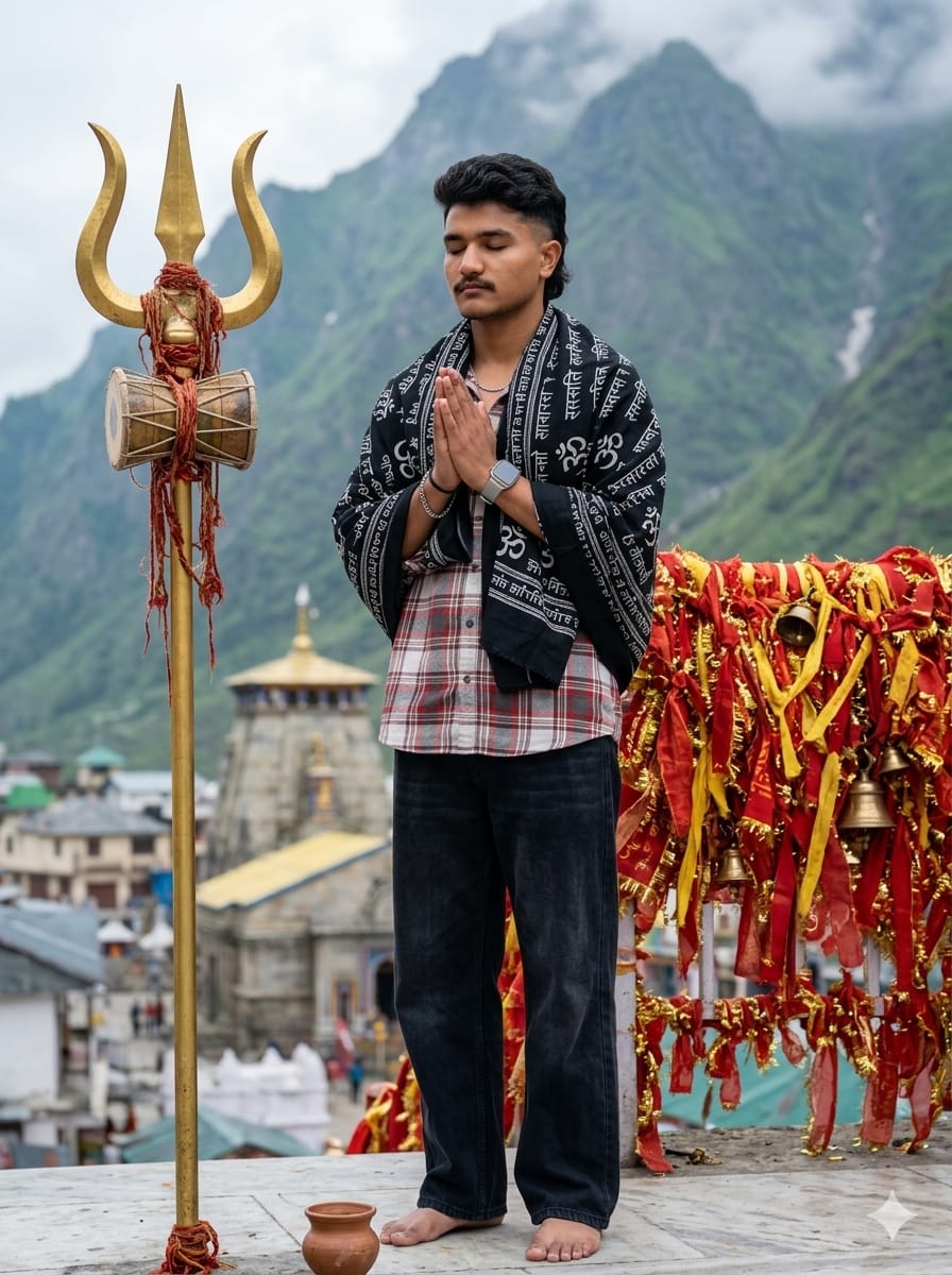 Kedarnath Trip Photoshoot Ai Photo Editing Prompts For Boys & Girls – Prompt 4