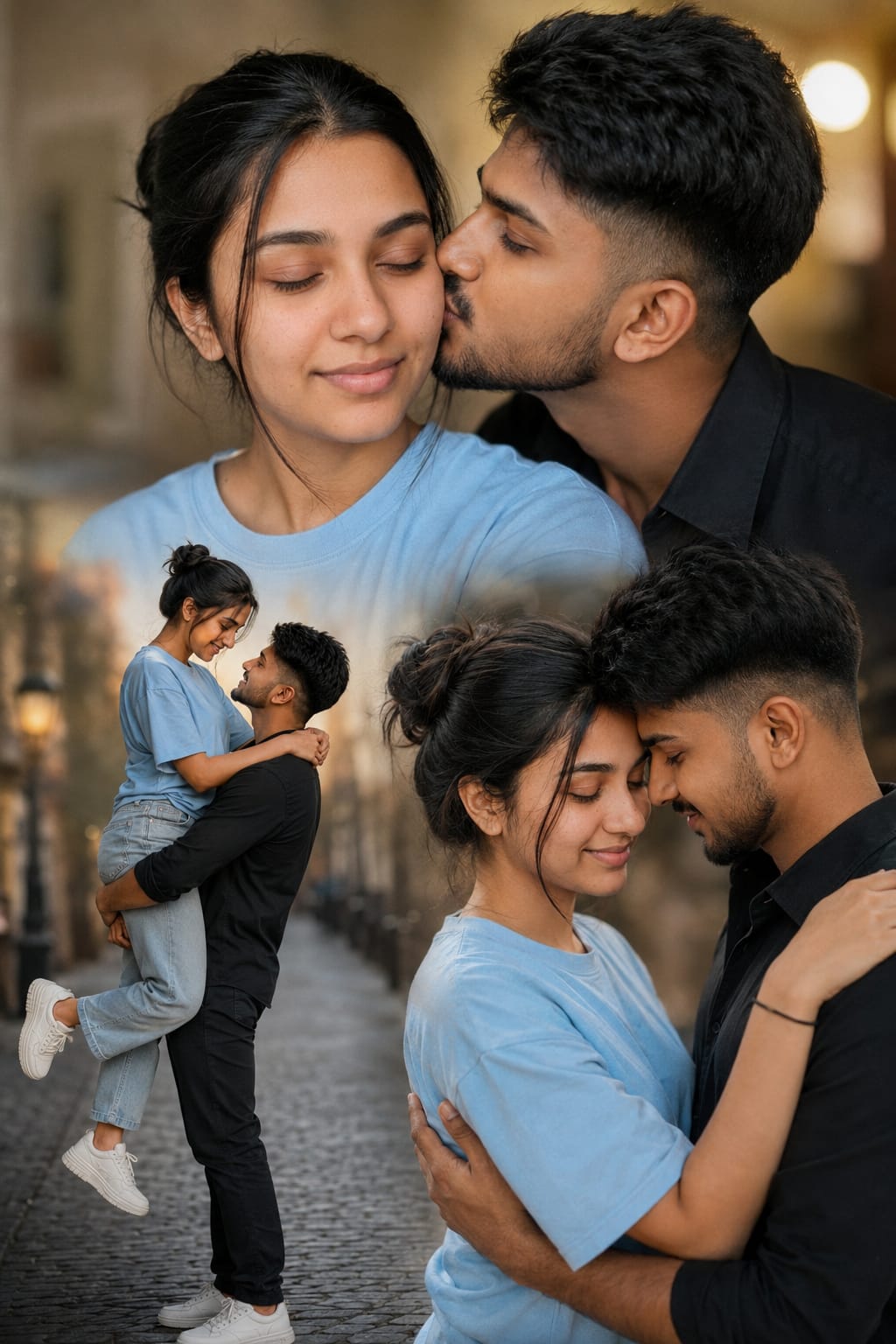 Pre Wedding Photography Prompts For ChatGPT | Create Realistic Pre-wedding Photos – Three Pose Romantic Collage Prompt