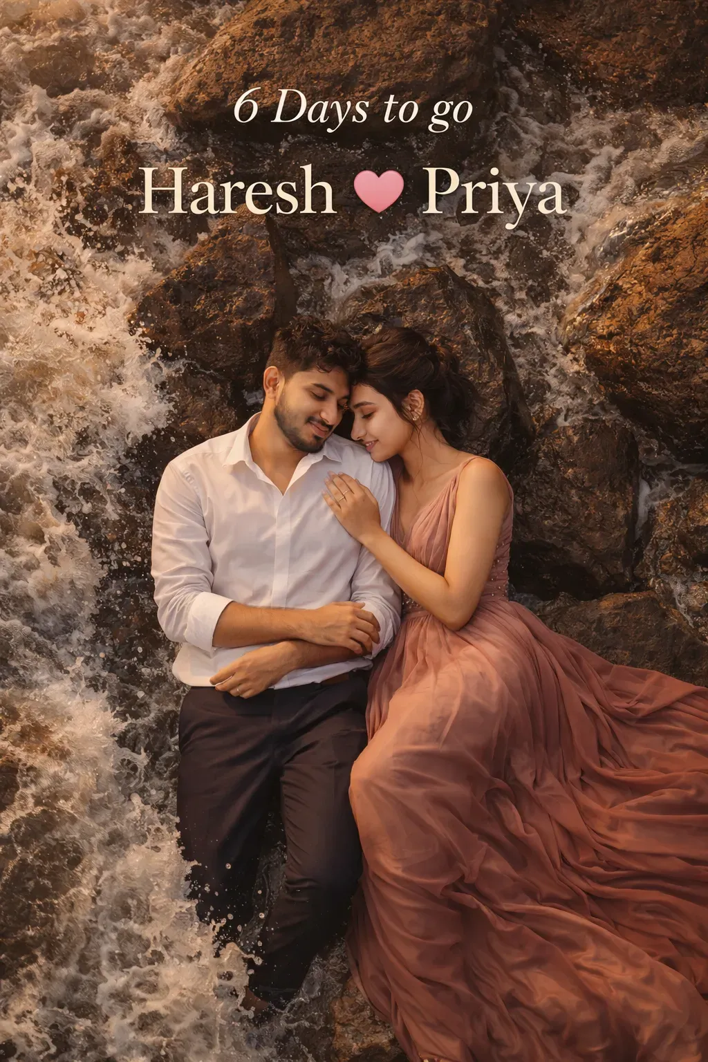Pre Wedding Photography Prompts For ChatGPT | Create Realistic Pre-wedding Photos – Beach Rocks Drone View Prompt