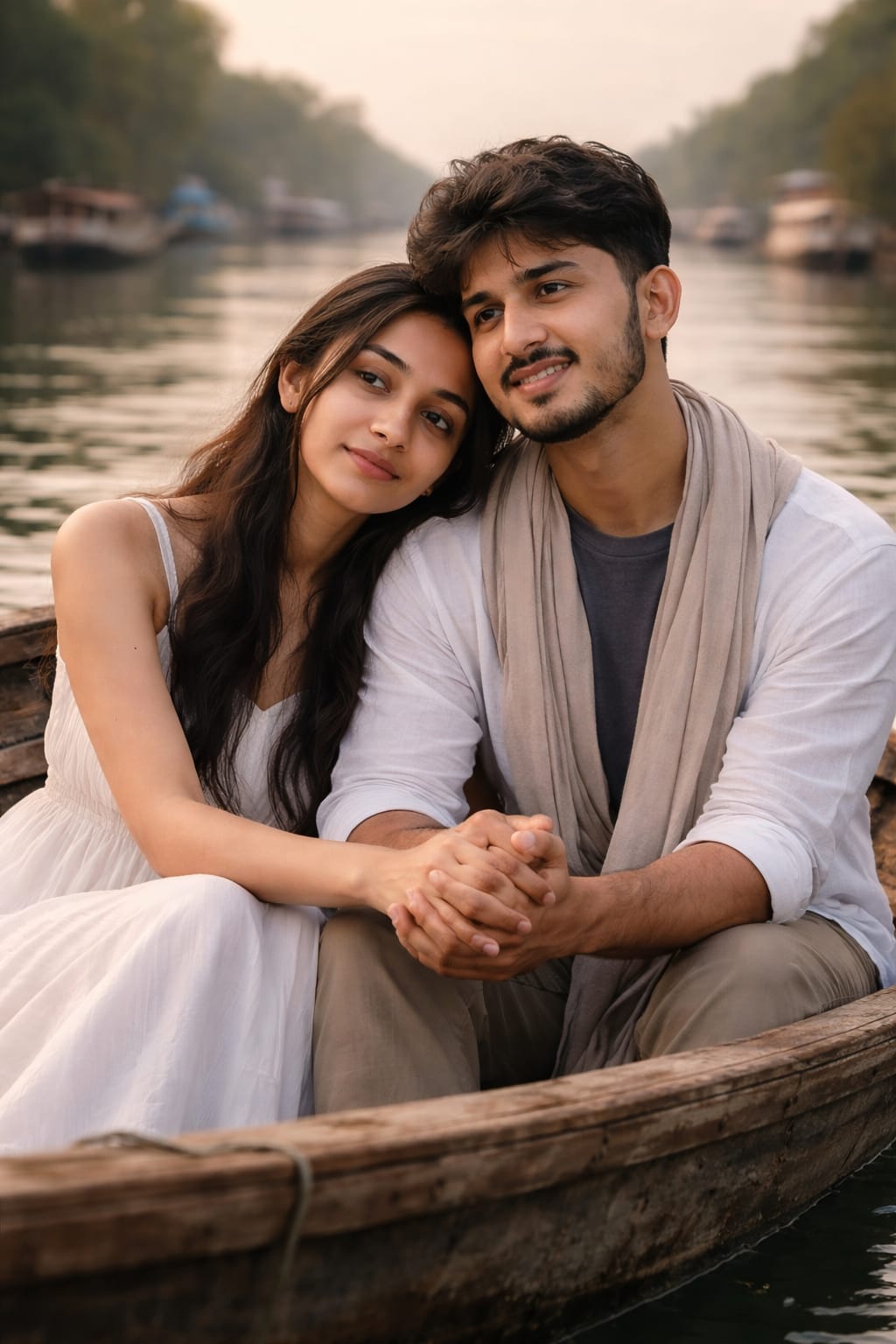 Pre Wedding Photography Prompts For ChatGPT | Create Realistic Pre-wedding Photos – Wooden Boat River Prompt