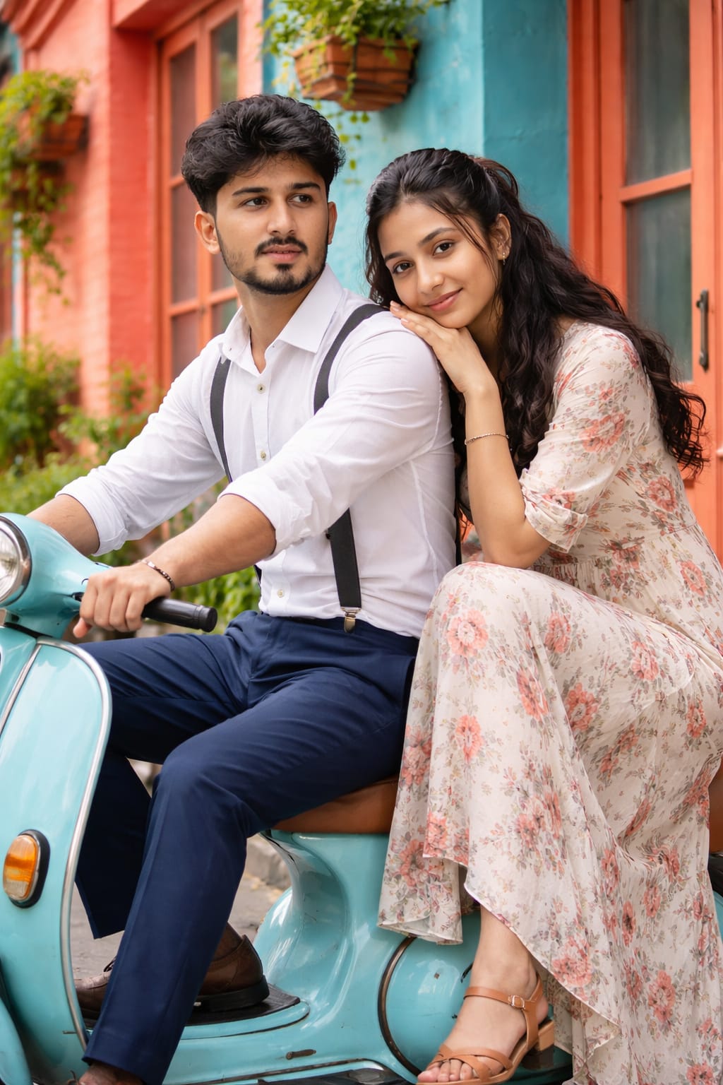 Pre Wedding Photography Prompts For ChatGPT | Create Realistic Pre-wedding Photos – Vintage Scooter Street Prompt