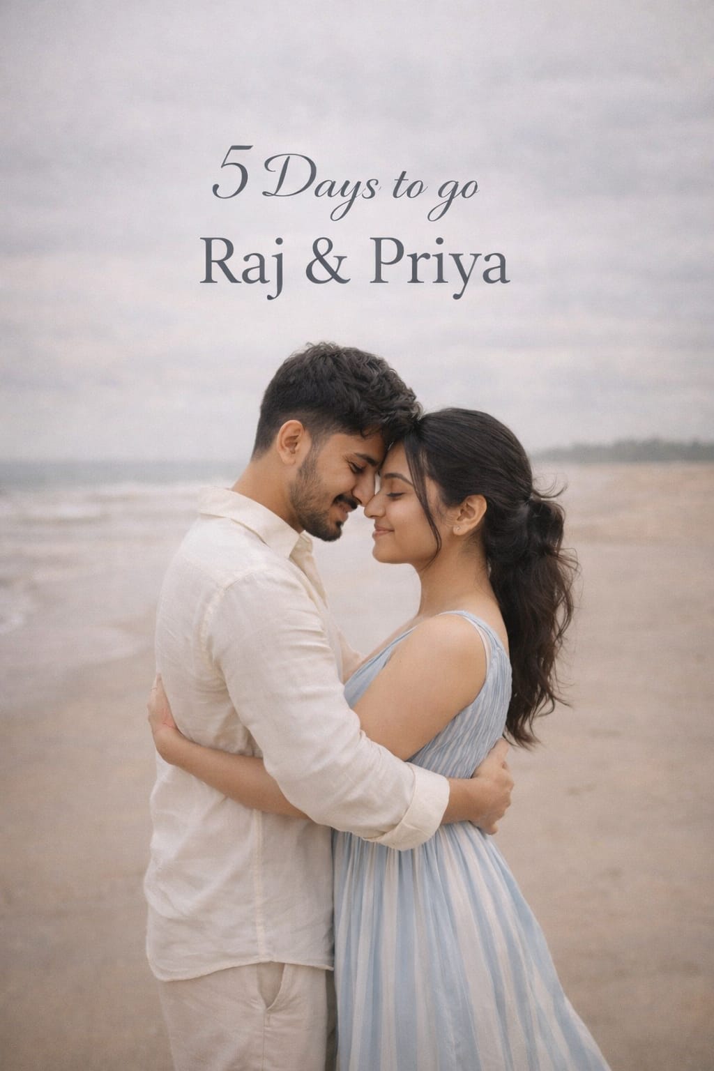 Pre Wedding Photography Prompts For ChatGPT | Create Realistic Pre-wedding Photos – Beach Forehead Touch Prompt