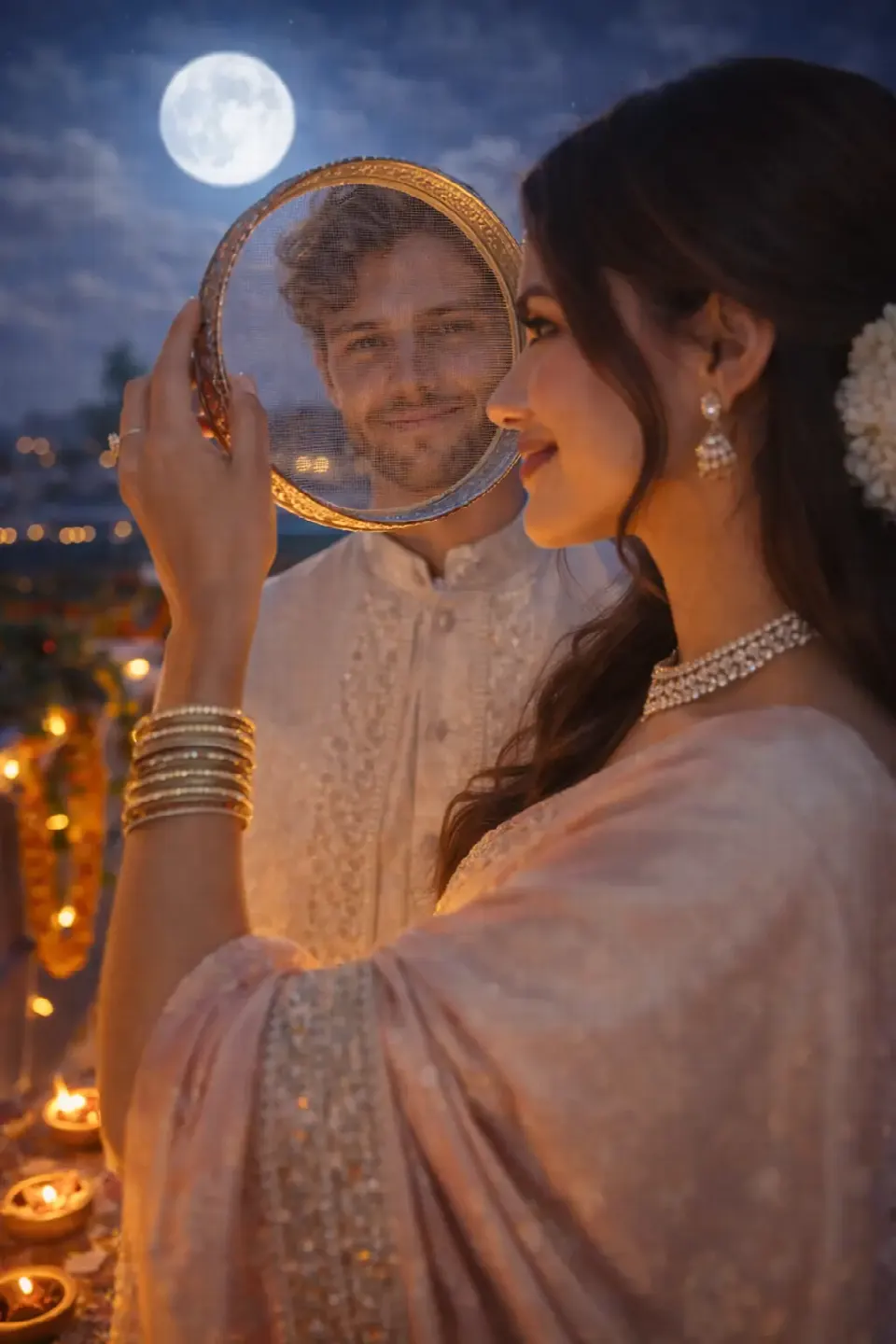 WhatsApp Sharing Portrait – Vertical 9:16 Format ( Prompt 4 ) – 20 Karva Chauth AI Photo Editing Prompts (2026) for Couples & Solo AI result